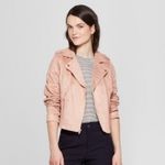 A New Day  Blush Pink Suede Cropped Moto Jacket Rose Gold Details Size Small Photo 13
