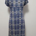 Karen Kane olive blue aztec short sleeve shirt dress size medium Photo 3