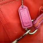 Coach Rare Vintage Authentic  9286 Leather Red-Orange/Pink Hampton Carryall Tote Photo 12