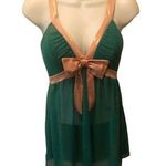 Victoria's Secret Victoria’s Secret Sexy Little Things Green Gold Sparkle Baby Doll Bow Glam Girl Photo 0