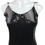 Just Fab Black Sequin Fringe 1920's Flapper Party Mini Cocktail Bodycon Dress M Photo 2