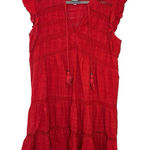 Knox Rose Red Boho Peasant Dress L Flutter Sleeve Tiered Festival Mini Dress Photo 0