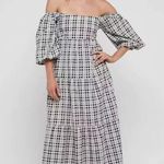 Faithfull the Brand Kiona Black and White Checker Print Midi Dress Size M NWT Photo 6