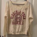 Virginia Tech Hokies Women's Juniors Thermal Waffle Knit Shirt Top Size M Beige Size M Photo 0