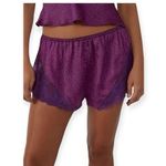 Free People  Pajamas Shorts Dotted Lace Trim Summer Sleep Size S New Purple Photo 0