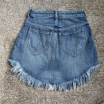 We The Free Denim Fringe Skirt Raw Hem Distressed High Rise Bailey Skirt Sz 24 Photo 2