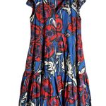 La DoubleJ Short and Sassy Floral Print Tiered Ruffle Cocktail Dress Size XL Blue Photo 5