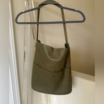World Market Olive Green Faux Leather Minimalist Hobo Tote Bag Photo 2
