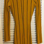 MD Mustard Yellow Black Stripe Midriff Long Sleeve Dress Size M Photo 2