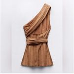 ZARA  Asymmetrical One Shoulder Wrap Halter Beaded Boho Top Size Medium NWT Photo 1