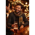 Vintage West Germany Handwoven Wool Plaid Scarf 100% Wool Fringe Gold Photo 2