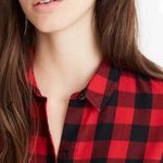 Madewell  Front Tie Red Black Buffalo Plaid Flannel Shirt Size Medium NWT Photo 5