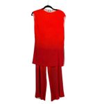 Andrea Iyamah ‎ Atti Ombre Plisse Two-Piece Set Straight-Leg Pants Top Red Small Photo 2