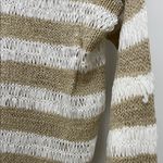John + Jenn Women's Tan and White Loose Knit Long Line Stripe Sweater - Sz Small Photo 5