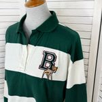 Disney  Bambi Rugby Stripe Cropped Polo Shirt Green White Small Long Sleeve Photo 4