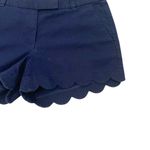 J Crew Linen Blend Scalloped Hem Chino Shorts Summer Beach Navy Blue size 6 Photo 1