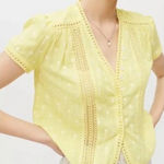 Urban Outfitters  O Simone Yellow Sheer Button-Up Blouse - Size Medium - NWOT Photo 0