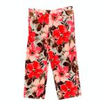 Denim And Co Womens Pullup Pants‎ Size XL Beach Sea Floral Print Cotton Wide Leg Red Photo 1