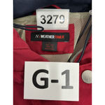 Womans Weather Tamer Large Red Zip Up Snap Up Hidden Hood Midweight Jacket Photo 2