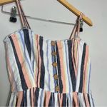 Free People Boho Lilah Smocked Striped Square Neck Button Top Maxi Dress Large Photo 5