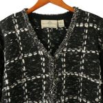 New Design Options Philip & Jane Gordon Black Windowpane Silk Cardigan Sweater Gray Size M Photo 1