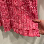 Christopher & Banks Vintage 90’s-y2k pink white embroidered crinkle short sleeve scallop hem blouse Photo 6