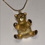 Vintage Gold Tone Teddy Bear Retro Boho Pendant Necklace Photo 1