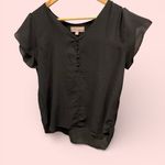 Philosophy Cute  black silky whimsigoth boho buttons cap sleeve flowy blouse Photo 0