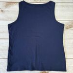 Chico's Chico’s Navy Blue 100% Cotton Boat Neck Tank Top Size 2/Large Photo 1