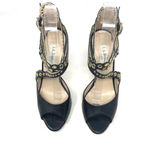 LK Bennett L.K. Bennett Leah Pumps Black Strappy Gold‎ Grommet Photo 3