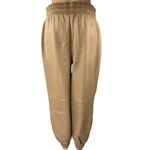 Bebe Brown Faux Leather Tapered High Rise Drawstring Trousers Jogger Pants Sz L Photo 2