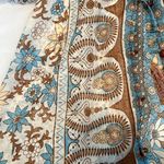 NWT R Vivimos szS sheer long sleeve button front floral print maxi dress coverup Brown Photo 6