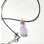 Hand crafted natural crystal clear quartz in mini bottle necklace Purple Photo 3