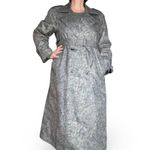 London Fog Vintage 70s Floral Jacquard Trench Coat Gray Purple Belted 10 Petite Photo 15