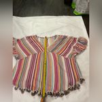 Kori  America  Fringed Multi-color Boho Top S Dopamine Costal Cowgirl Festival Photo 7