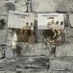 EUC Fashion Earrings 2 Pack Set ( 3 Studs, 3 Medium Hoops, 2 Dangle) Gold Photo 1