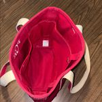 Lands' End  Red Medium Open Top Canvas Tote Bag Monogram Photo 3