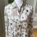 Banana Republic  Gray Striped Floral Button Down Blouse Dress Shirt Size Small Photo 8