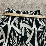 Black White Leaf Print Linen Blend Wide Leg Cropped Pants Elastic Waist Photo 6