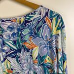 Belle Kim Gravel Floral Tunic Top Sz XL Tassel V Photo 2