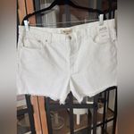 Madewell The Brynn Long Shorts mid rise raw hem white jeans denim plus size Photo 7