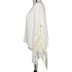 Hollister  (OS) Cream Lace Tassel Fringe Sleeve Loose Fit Knit Poncho Top Photo 2