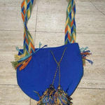 Bag Wayuu Mochila Bucket Boho Colombia Rioacha Slate Blue Turquoise‎ Orange Photo 0