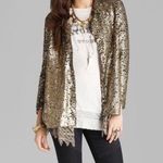 Free People Stardust Tarnished Gold Sequin Blazer Jacket Size XS Holiday Photo 0
