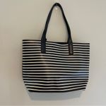 Kate Spade  Black White Striped Arch Lauren Reversible Classic Tote with Wristlet Photo 3