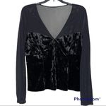 Eva Mendes NY&C medium womens black velvet v neck long sheer sleeve blouse sexy Photo 11