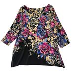 JM Collection Women's 3X Floral Blouse Beaded Stretch Top Colorful Chic Photo 2