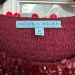 Antonio Melani Elegant Sequin Maroon & Black Sequin 100% Wool Sweater Size Med Photo 9