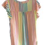 Vertical Stripe Multicolored Ruffle Blouse White Photo 3