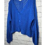 Molly Bracken  blue button cropped knit v-neck cardigan medium. Photo 4